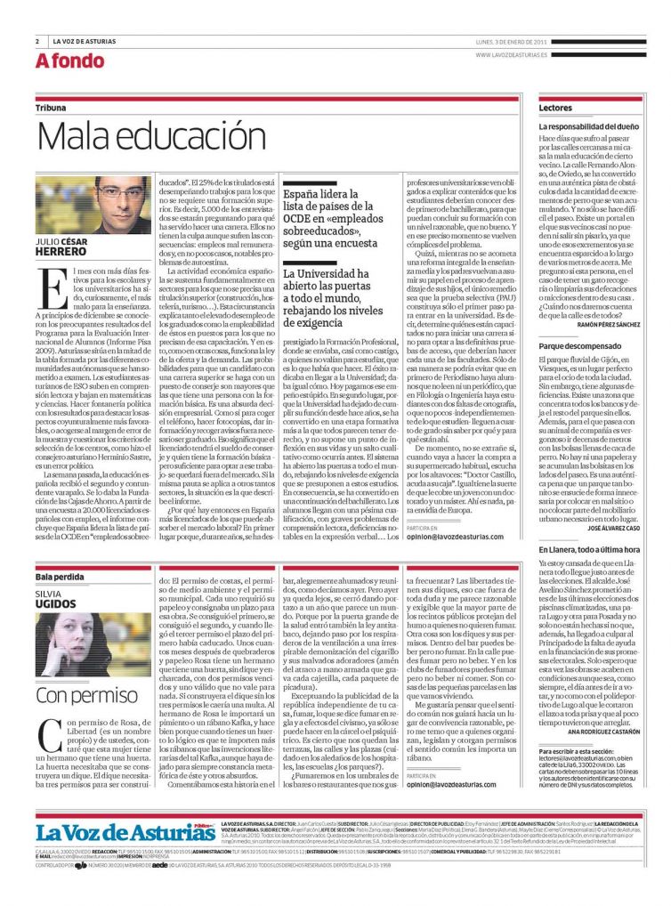 Julio César Herrero_ Artículo sobre Educación